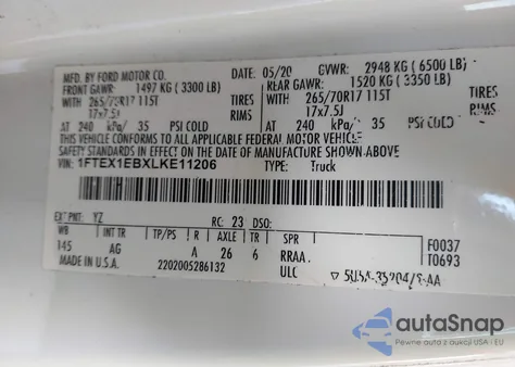 2020 Ford F-150 Xl from USA, damaged, VIN 1FTEX1EBXLKE11206